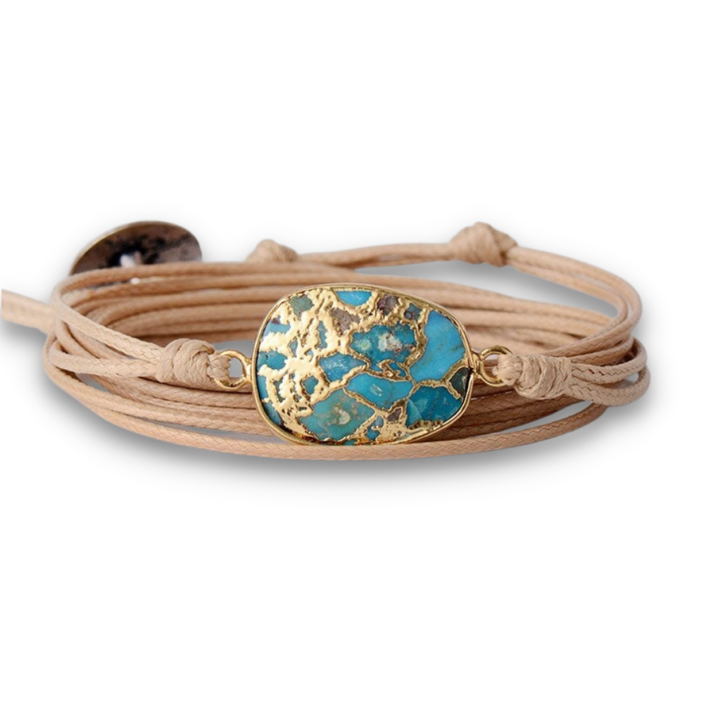 Bracelet en Turquoise bleue "Sérénité & Bien être" - Cabochon