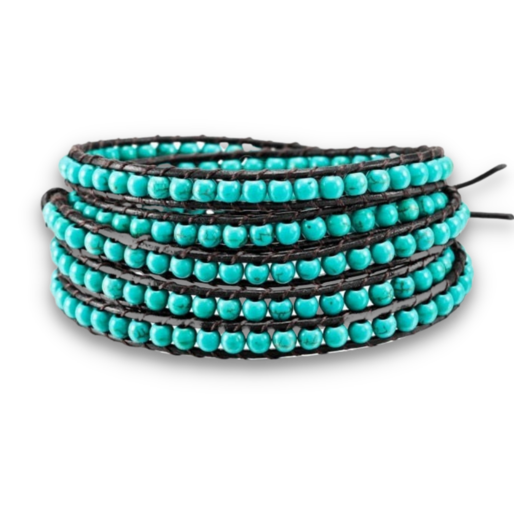 Bracelet Bohémien en Turquoise bleue "Sérénité & Bien être"