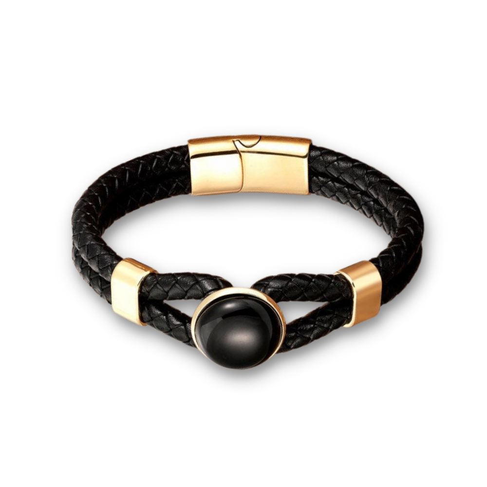 Bracelet en Agate noire "Persévérance & Protection"