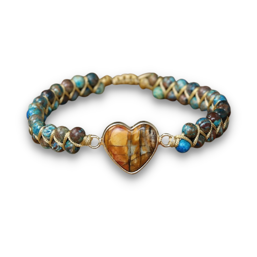Bracelet Yoga en Agate bleue "Harmonie & Apaisement" - Coeur