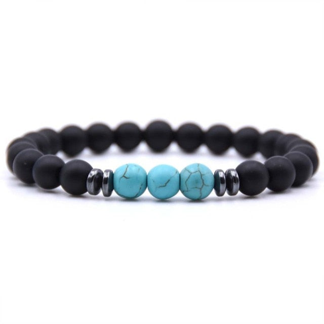 Bracelet Yoga en Tourmaline noire et Turquoise bleue "Ancrage & Conscience"